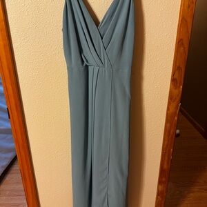 Lush Sleeveless V-Neck Maxi Dress in Dusty Teal